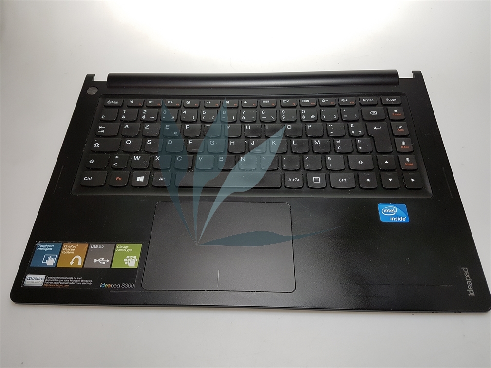 Repose-poignets noir avec clavier français, touchpad et cache-charnières pour ordinateur portable Lenovo Ideapad S300